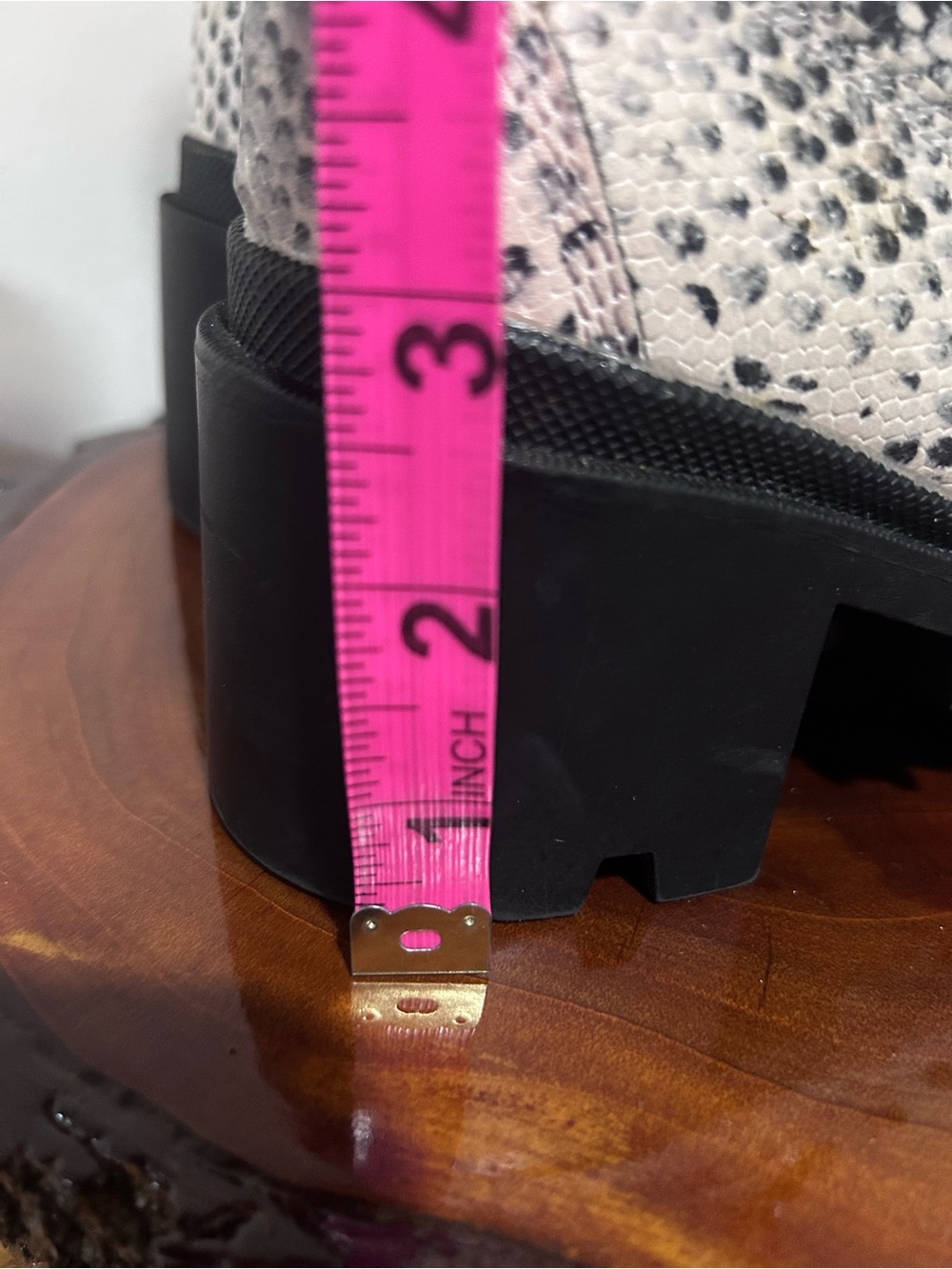Madden Girl Black and White Snake-Print Combat Boots - Picture 12 of 14